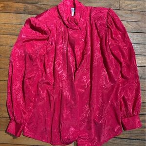 Hot pink Silky Casual Button Down Shirt with Long Sleeve with paisley print